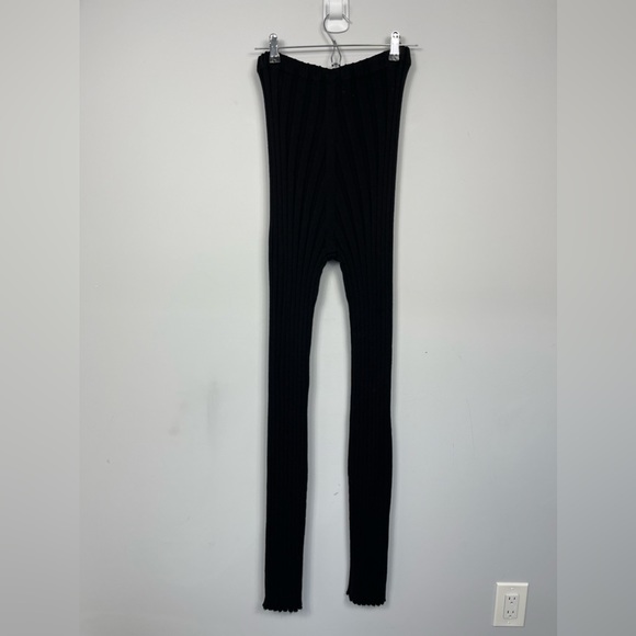 BASERANGE Black Adler Lounge Pants Ribbed Merino Wool Knit High Waisted Rise L - Picture 6 of 15